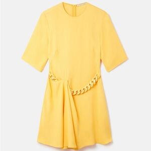 Stella McCartney Yellow Mini Dress with Chain Accent